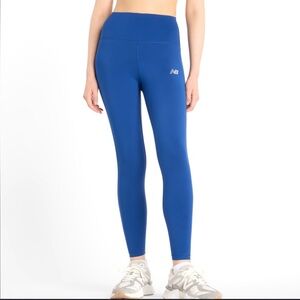 NEW BALANCE royal blue logo medium rise leggings